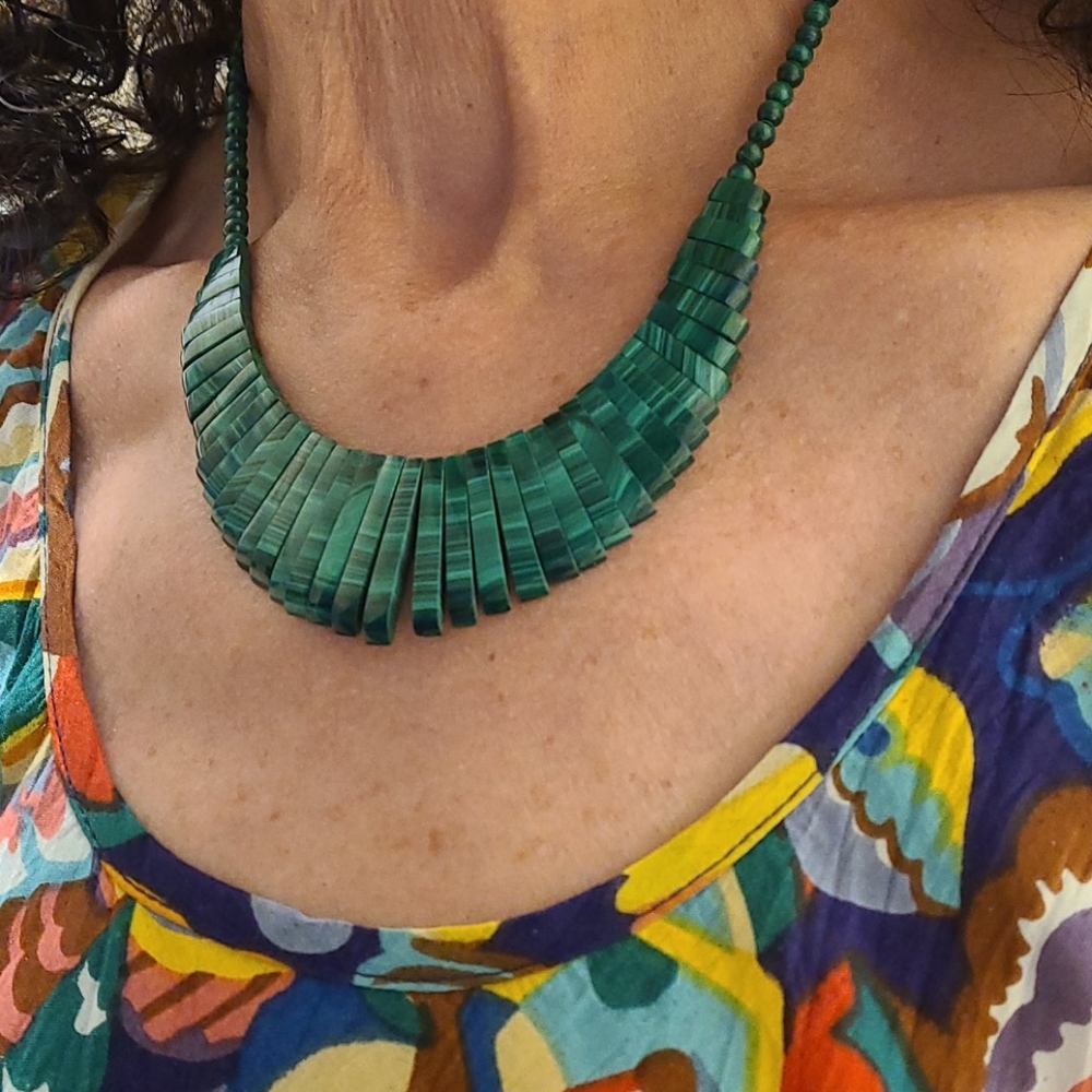 Emerald Green Malachite Choker necklace.
